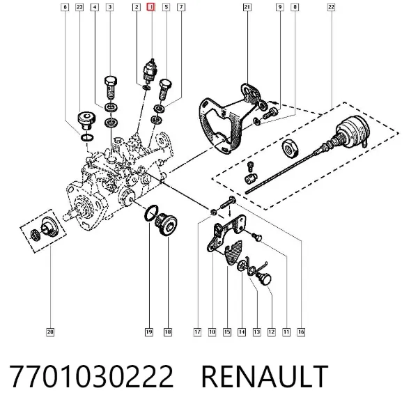 Zawór odcinający paliwo, pompa wtryskowa 7701030222 Renault (RVI)