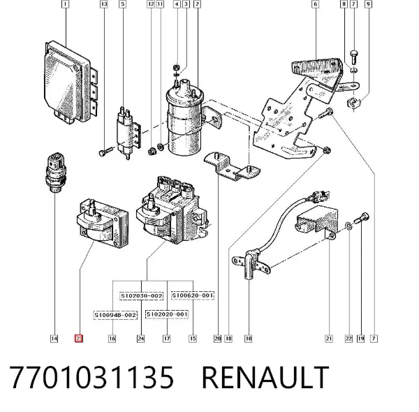 Cewka zapłonowa 7701031135 Renault (RVI)