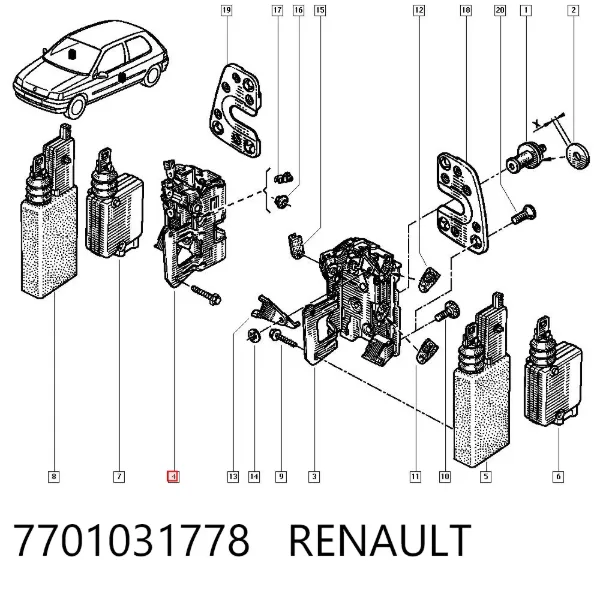 Zamek drzwi przednich prawych Renault Clio I