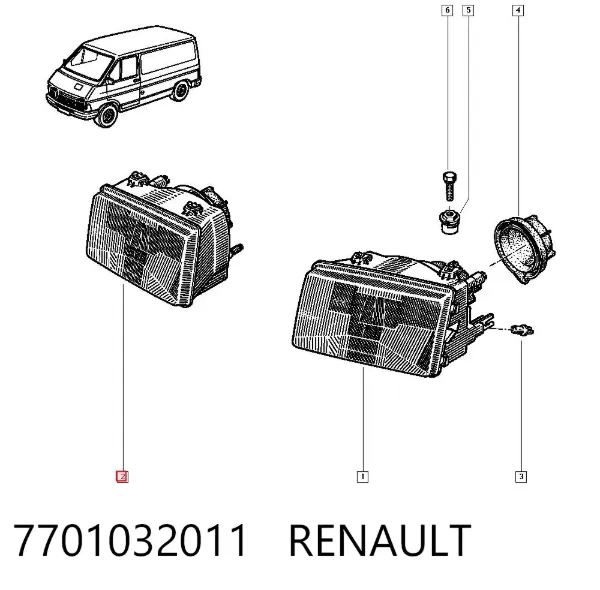 Reflektor prawy 7701032011 Renault (RVI)