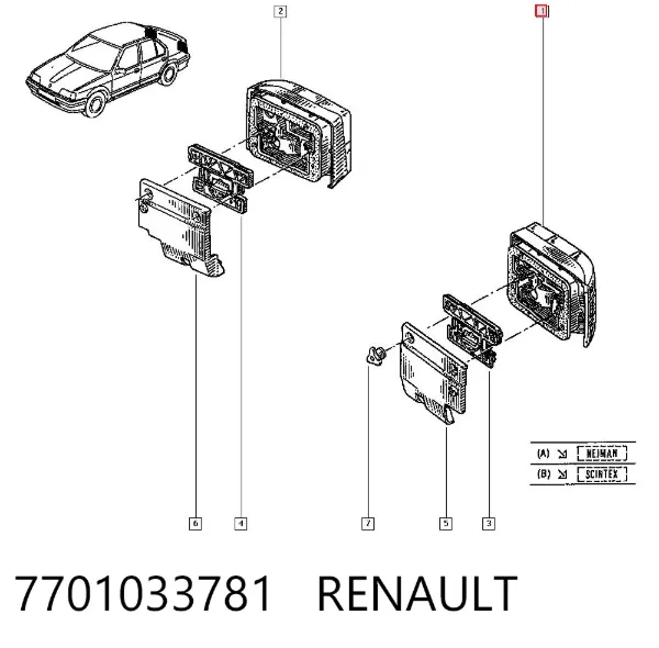 Lampa zespolona tylna lewa Renault 19 I