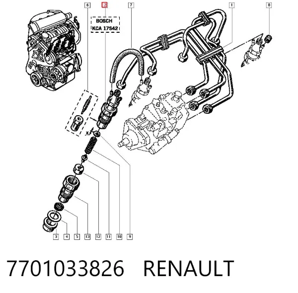 Wtryskiwacz paliwa 7701033826 Renault (RVI)