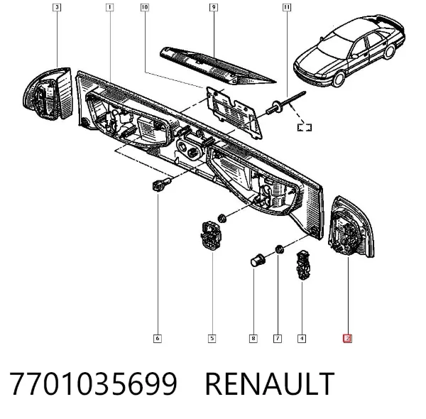 Lampa zespolona tylna lewa Renault Safrane I