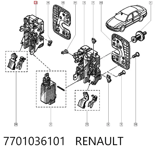 Zamek drzwi przednich prawych Renault Safrane I