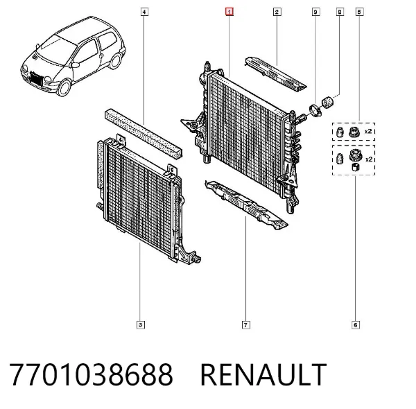 Chłodnica silnika 7701038688 Renault (RVI)