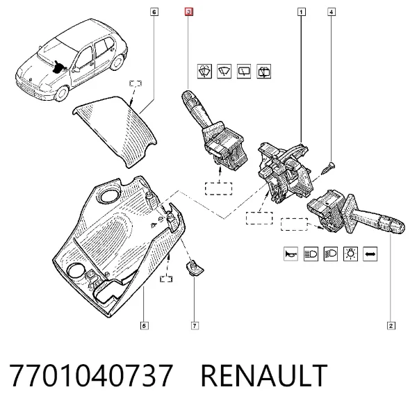Przełącznik zespolony prawy 7701040737 Renault (RVI)