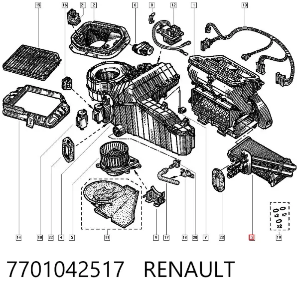Chłodnica nagrzewnicy (ogrzewacza) 7701042517 Renault (RVI)