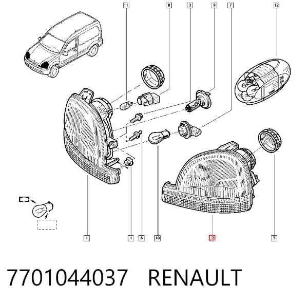 Reflektor lewy 7701044037 Renault (RVI)