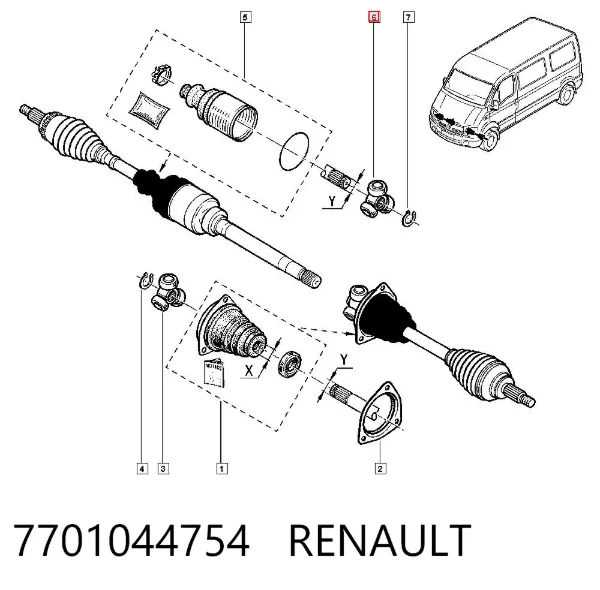 Przegub homokinetyczny wewnętrzny trójramienny 7701044754 Renault (RVI)