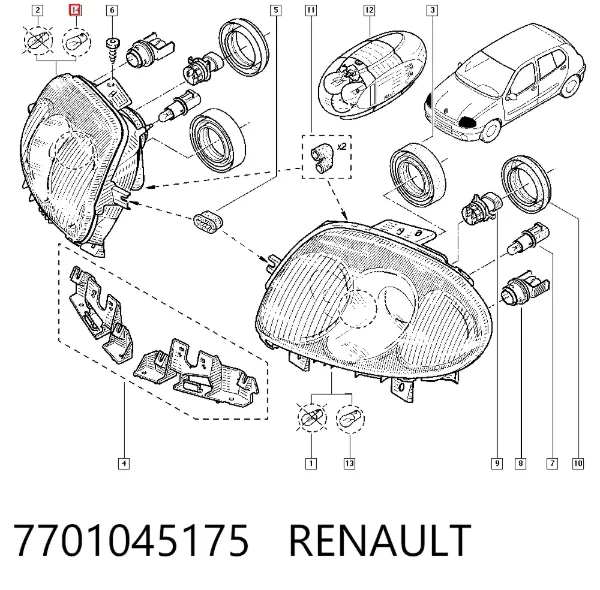 Reflektor prawy 7701045175 Renault (RVI)