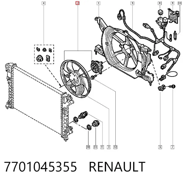 Wentylator elektryczny układu chłodzenia kompletny (silnik+wirnik) Renault Laguna I