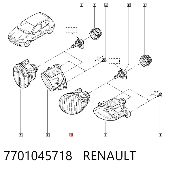 Lampa przeciwmgielna lewa 7701045718 Renault (RVI)