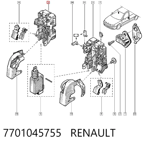 Zamek drzwi przednich prawych Renault Laguna I