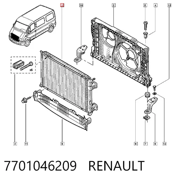 Chłodnica silnika 7701046209 Renault (RVI)