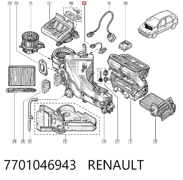 Rezystor wentylatora nagrzewnicy (ogrzewacza kabiny) 7701046943 Renault (RVI)