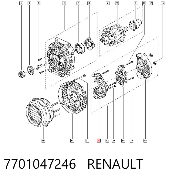 Mostek prostowniczy alternatora = Moster diodowy alternatora 7701047246 Renault (RVI)