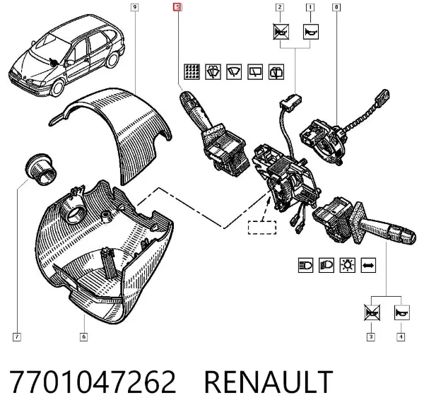 Przełącznik zespolony prawy 7701047262 Renault (RVI)