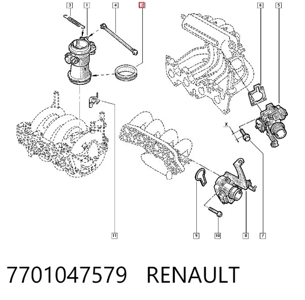 Uszczelka przepustnicy 7701047579 Renault (RVI)