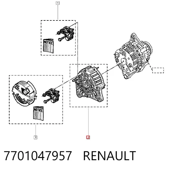 Alternator 7701047957 Renault (RVI)