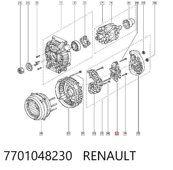 Regulator alternatora (przekaźnik ładowania) 7701048230 Renault (RVI)