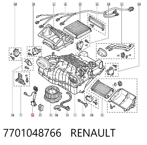 Rezystor wentylatora nagrzewnicy (ogrzewacza kabiny) 7701048766 Renault (RVI)