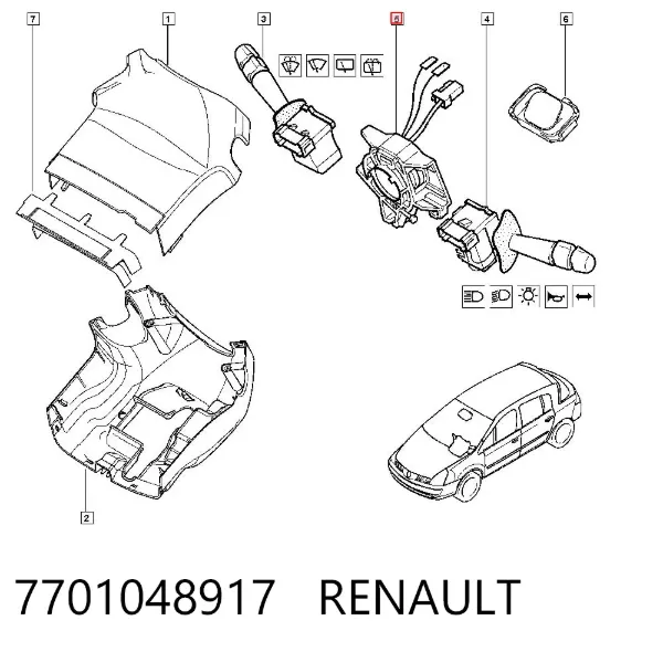 Pierścień kontaktowy AIRBAG, taśma kierownicy 7701048917 Renault (RVI)