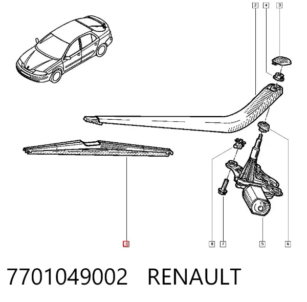 Pióro wycieraczki szyby tylnej 7701049002 Renault (RVI)