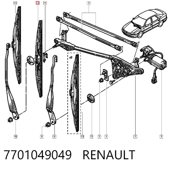 Pióro wycieraczki szyby przedniej kierowcy 7701049049 Renault (RVI)