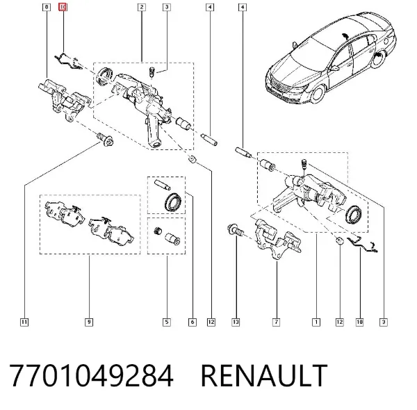 Sprężyna mocująca zacisku 7701049284 Renault (RVI)