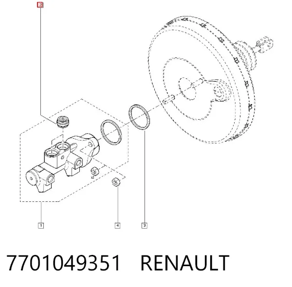 Uszczelnienie zbiornika głównego siłownika hamulca 7701049351 Renault (RVI)