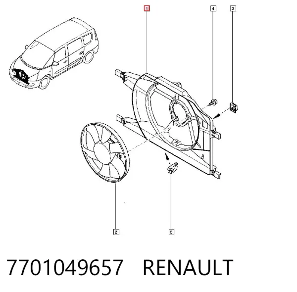 Dyfuzor chłodnicy 7701049657 Renault (RVI)