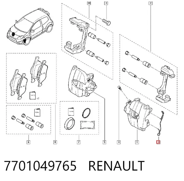 Zestaw sprężynek do mocowania klocków tarczowych przednich 7701049765 Renault (RVI)