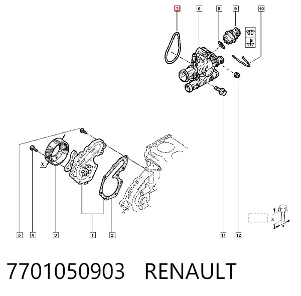 Uszczelka obudowy termostatu 7701050903 Renault (RVI)