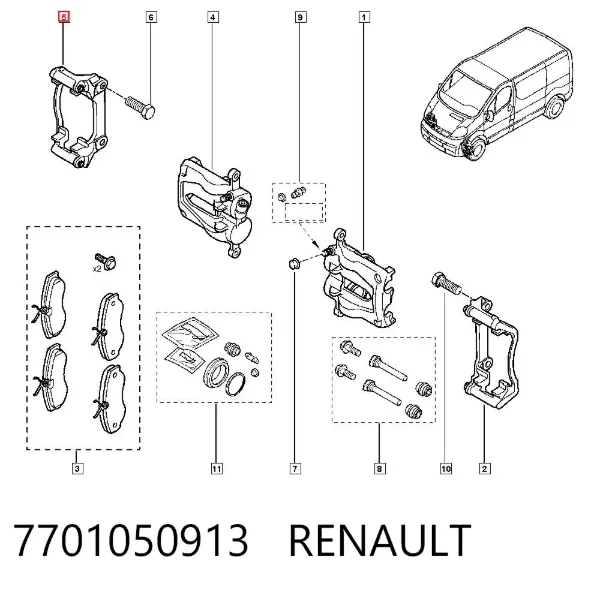Jarzmo zacisku hamulcowego przedniego 7701050913 Renault (RVI)