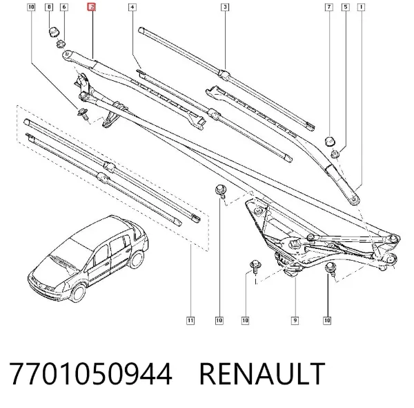 Ramię wycieraczki szyby przedniej Renault Vel Satis BJ0
