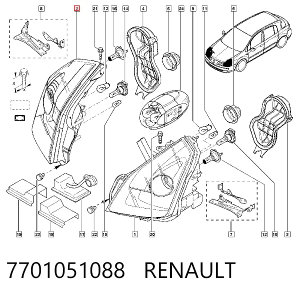 Reflektor prawy Renault Vel Satis BJ0