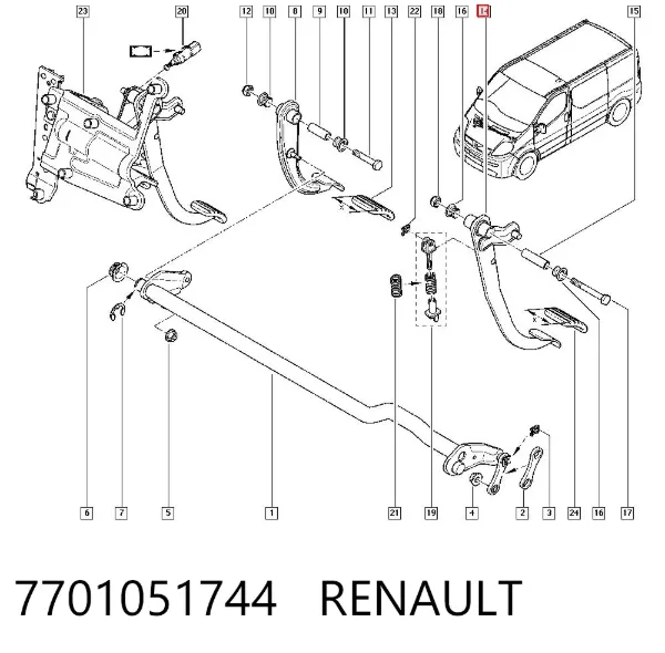 Pedał sprzęgła 7701051744 Renault (RVI)