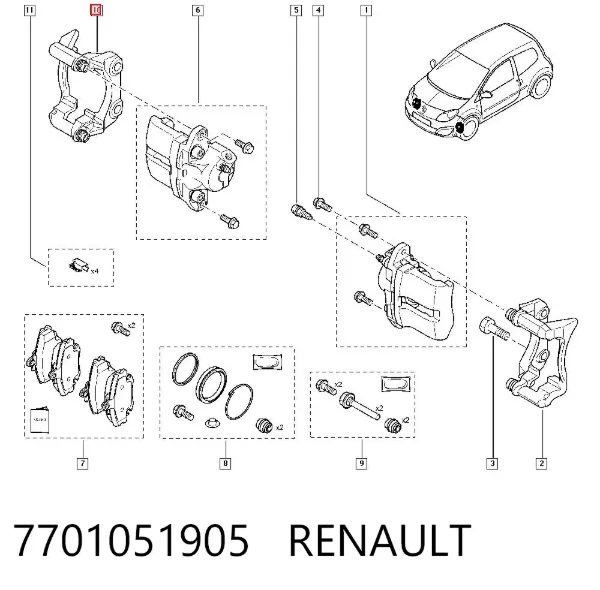 Jarzmo zacisku hamulcowego przedniego 7701051905 Renault (RVI)