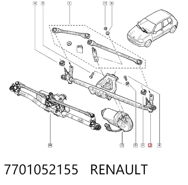 Mechanizm wycieraczek 7701052155 Renault (RVI)