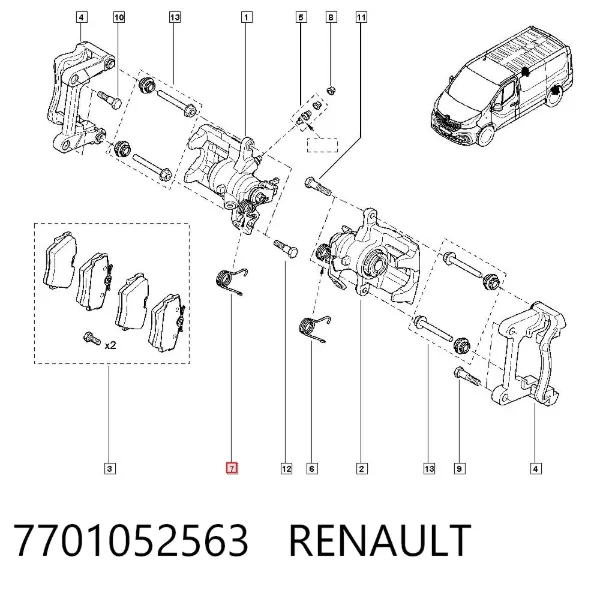 Zestaw naprawczy zacisku hamulcowego tylnego 7701052563 Renault (RVI)