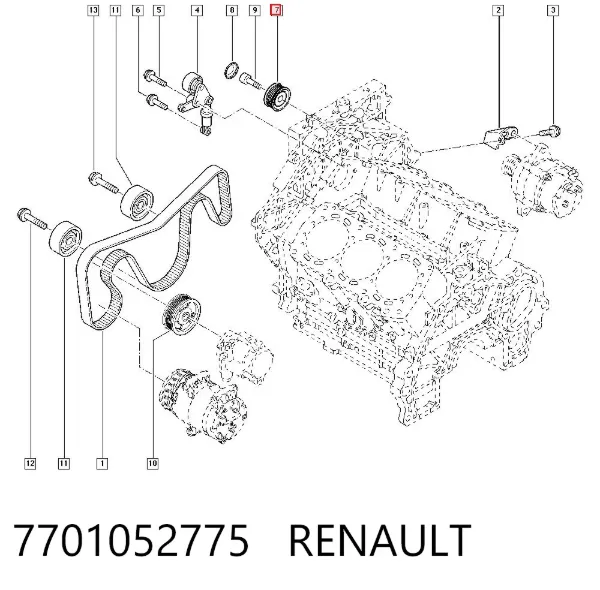 Rolka prowadząca, kierunkowa paska napędowego 7701052775 Renault (RVI)