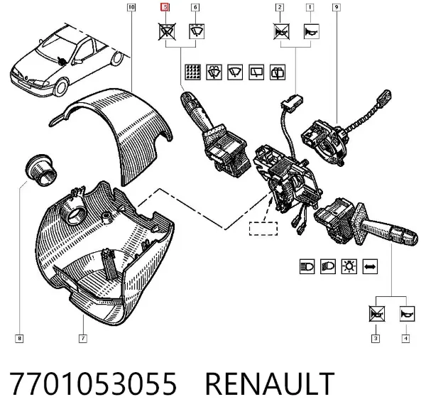 Przełącznik zespolony prawy 7701053055 Renault (RVI)