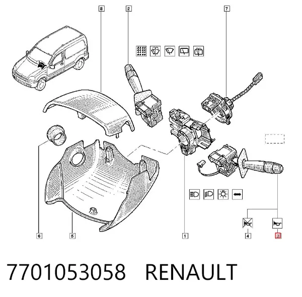 Przełącznik zespolony lewy 7701053058 Renault (RVI)