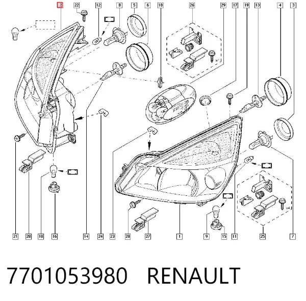 Reflektor prawy Renault Espace IV