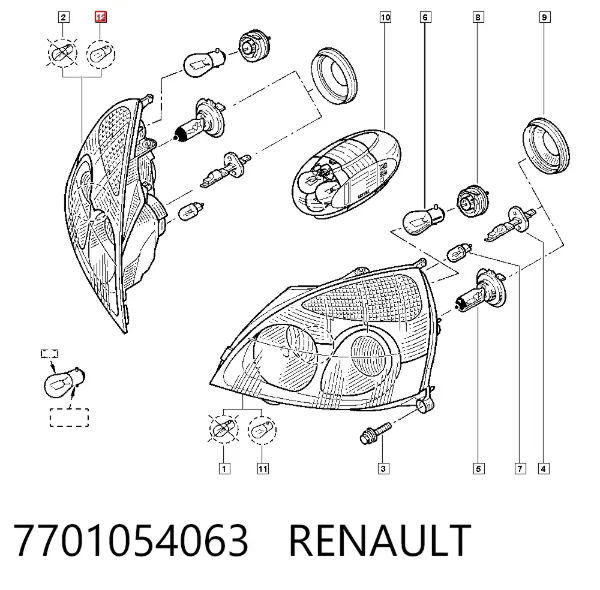 Reflektor prawy 7701054063 Renault (RVI)