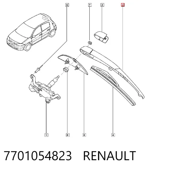 Ramię wycieraczki szyby tylnej 7701054823 Renault (RVI)