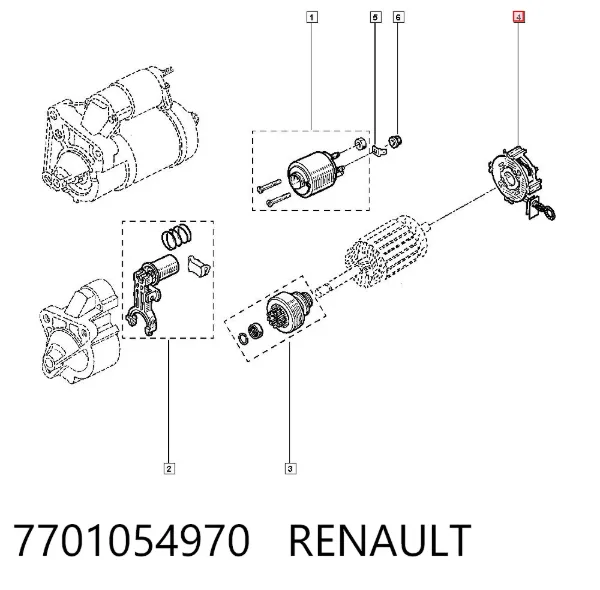 Szczotka rozrusznika 7701054970 Renault (RVI)