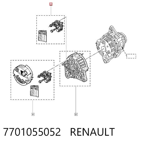 Regulator alternatora (przekaźnik ładowania) 7701055052 Renault (RVI)