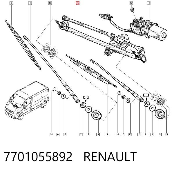 Mechanizm wycieraczek 7701055892 Renault (RVI)