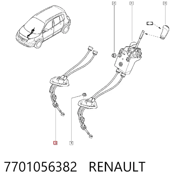 Linka dźwigni zmiany biegów podwójna 7701056382 Renault (RVI)